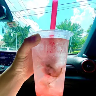 Sakura sparkling flower tea with popping pearls.