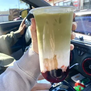 Strawberry Matcha milk Tea