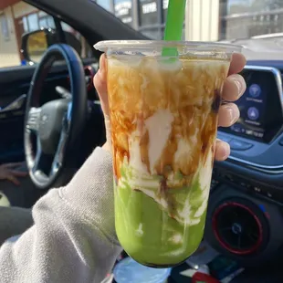 Brown sugar matcha milk tea