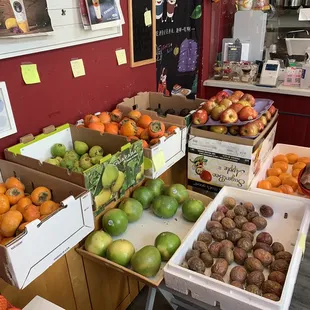 Inside fresh produce stand