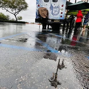 a food truck parked in a parking lot