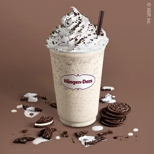 a milkshake with cookies and whipped cream