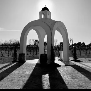 a black and white photo of a church