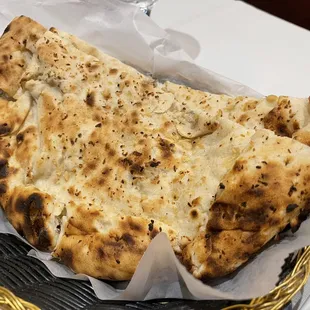 a flat bread in a basket