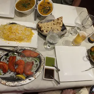 Murgh Tikka, Tandoori Lamb Korma, Navratan Korma