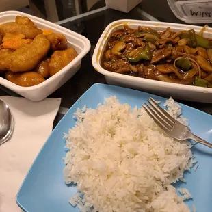 Orange chicken and Pad Prik
