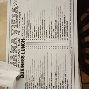 menu