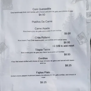 Part of the Habanero menu
