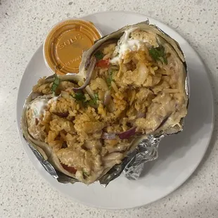 Veggie burrito w soy curls