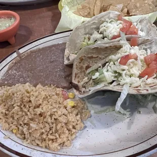 Los Suavecitos with chicken and refried beans. So freaking good!