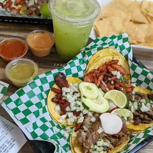 Taco Tuesday deal! $6.99 for 4 tacos and a drink.