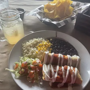 Chimichangas Meal and Margarita