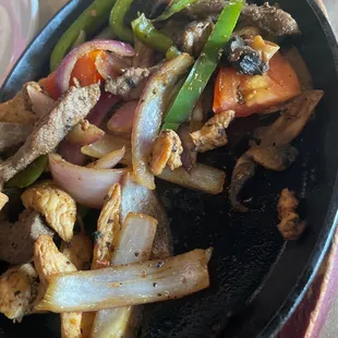 Chicken and steak fajitas