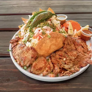 Carne Asada with 3 potato tacos