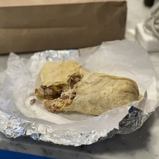 Delicious bacon burrito.