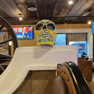 Helmet that staff wore to sing to someone celebrating their birthday.