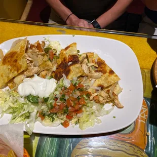 Grilled chicken quesadilla.