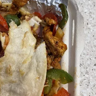 dry tortilla, breaking off