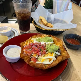Taco salad and tamale