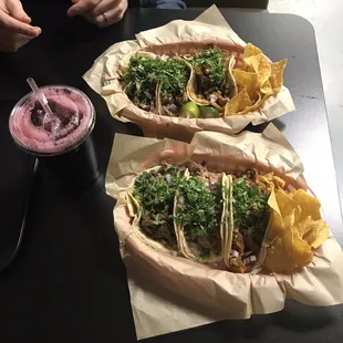 Two taco trios and a jamaica.