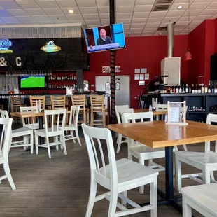 tables and chairs in a restaurant