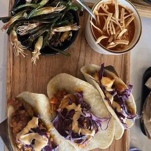 Chicken Tortilla Soup, Cambray Onions, &amp; Playeros Tacos