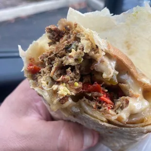 Machaca burrito  Shredded beef, eggs, cheese flour, tortilla, amazing