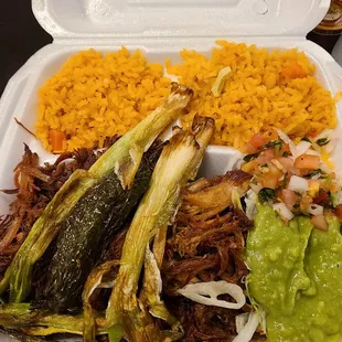 Carnitas plate (comes with 1 flour (or corn?) tortilla) - normally rice and beans