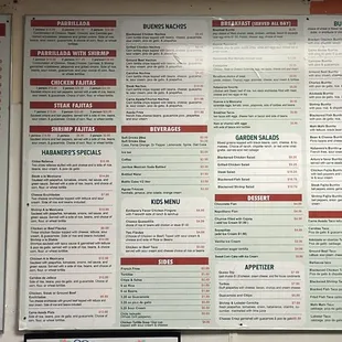 A more updated pic of the menu