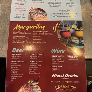 Beverage and Dessert Menu