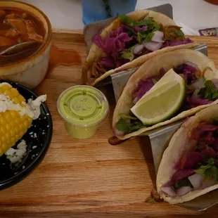 The Borrego with Street Corn (no spicy mayo) and Tortilla Soup