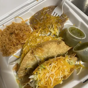 two tacos and rice