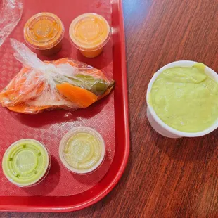 Salsas, Pickled Vegetables, and a side order of Guacamole