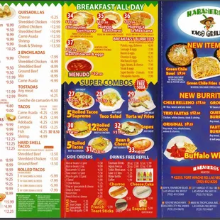 Our menu.