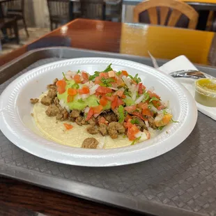 Carne asada taco with Pico and Guac