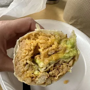 Chicken supreme burrito lacking listed ingredients