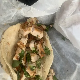 Mexico City Street Taco on Corn Tortilla, pollo