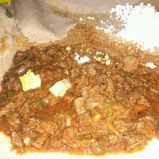 Awaze tibs - beef on Ethiopian sourdough bread