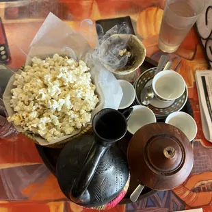 Ethiopean coffee and popcorn!