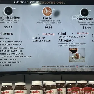 Coffee Menu