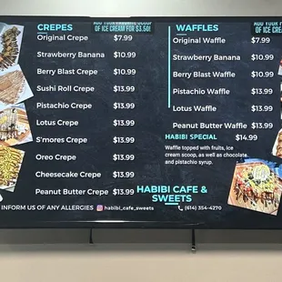 Crepe and Waffle Menu