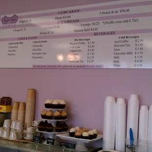a menu for a bakery