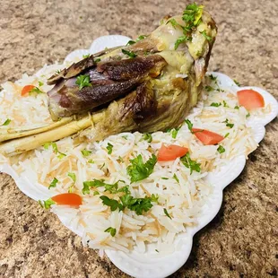 a plate of rice and vegetables