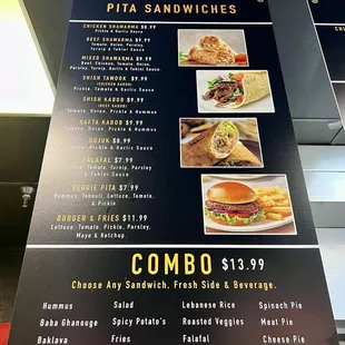 Pita Sandwich menu