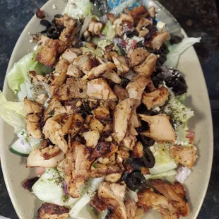 Mediterranean Salad with Chicken Shawarma