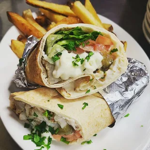 Grilled fish roll-up pita