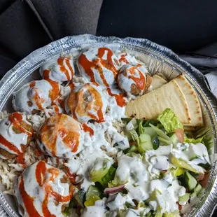 Steak Gyro and Falafel Bowl