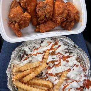Habibi's Platter and Buffalo Wings