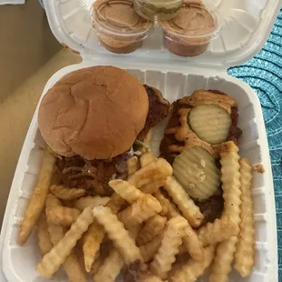 Chicken sandwhich and 1 chicken tender combo