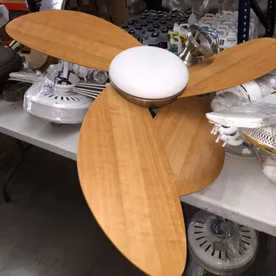 Ceiling fans and lighting fixtures are regularly in stock.